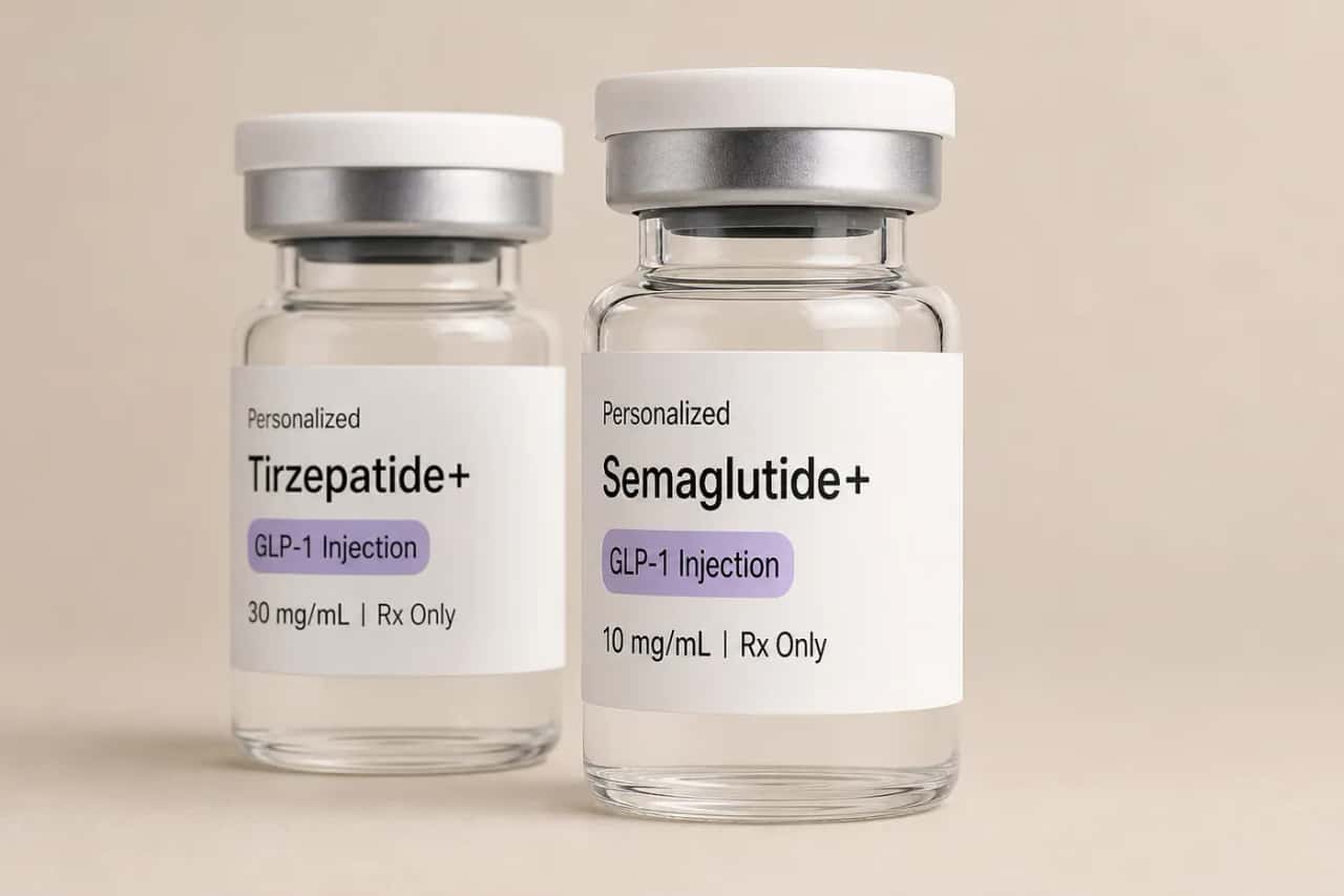 VitalWellRx Tirzepatide and Semaglutide treatment vials